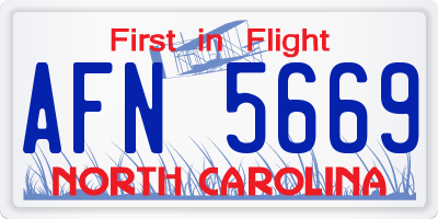 NC license plate AFN5669