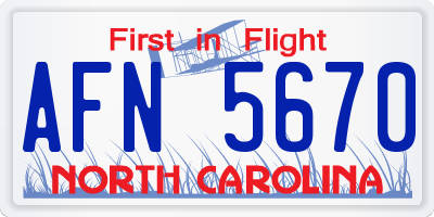NC license plate AFN5670