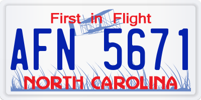 NC license plate AFN5671