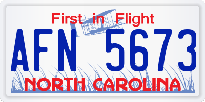 NC license plate AFN5673