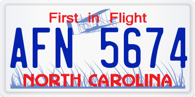NC license plate AFN5674