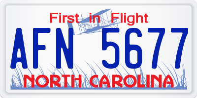 NC license plate AFN5677