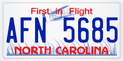 NC license plate AFN5685