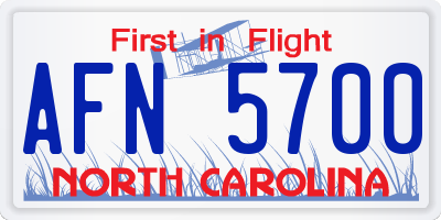NC license plate AFN5700