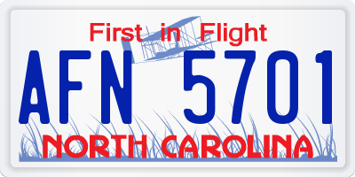 NC license plate AFN5701