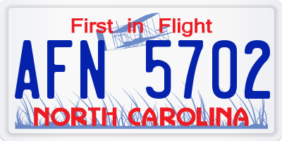 NC license plate AFN5702