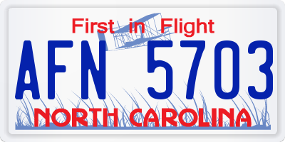 NC license plate AFN5703