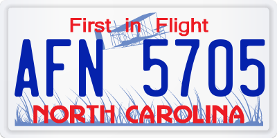 NC license plate AFN5705