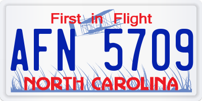 NC license plate AFN5709
