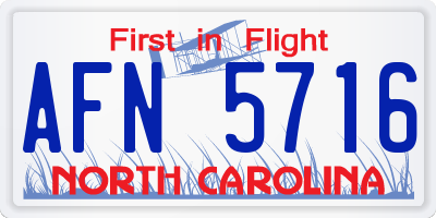 NC license plate AFN5716