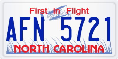 NC license plate AFN5721
