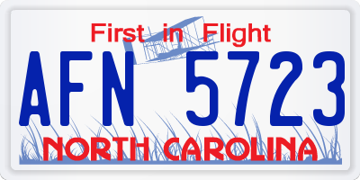 NC license plate AFN5723