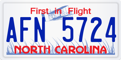 NC license plate AFN5724