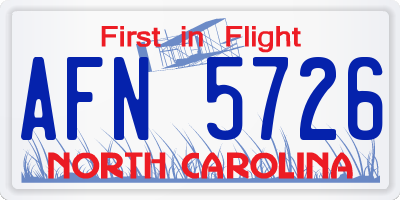 NC license plate AFN5726