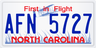 NC license plate AFN5727