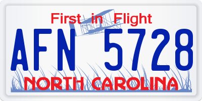 NC license plate AFN5728
