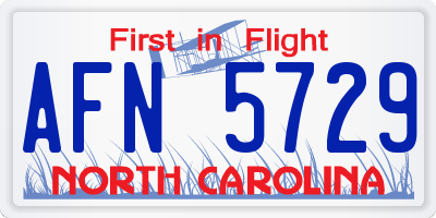NC license plate AFN5729