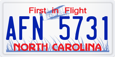 NC license plate AFN5731