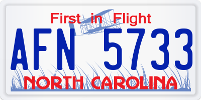 NC license plate AFN5733