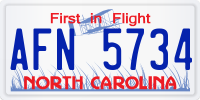 NC license plate AFN5734