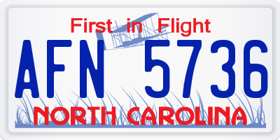 NC license plate AFN5736