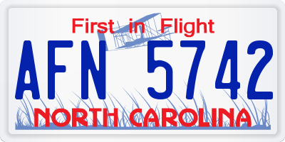 NC license plate AFN5742