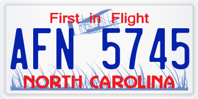 NC license plate AFN5745