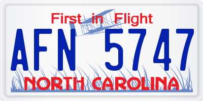 NC license plate AFN5747