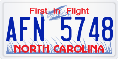NC license plate AFN5748