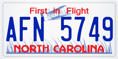 NC license plate AFN5749