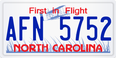 NC license plate AFN5752