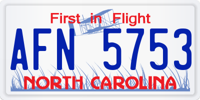 NC license plate AFN5753