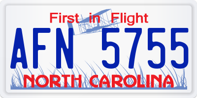 NC license plate AFN5755