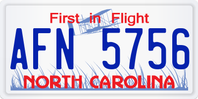 NC license plate AFN5756