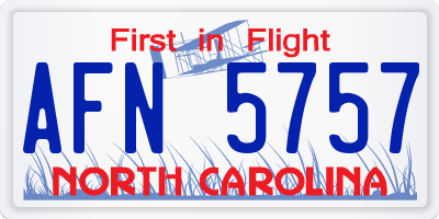 NC license plate AFN5757