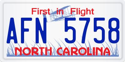NC license plate AFN5758