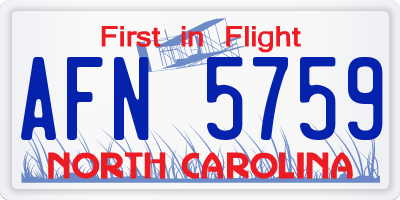NC license plate AFN5759