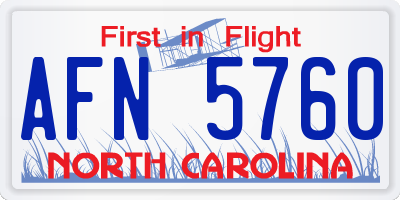 NC license plate AFN5760