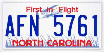 NC license plate AFN5761