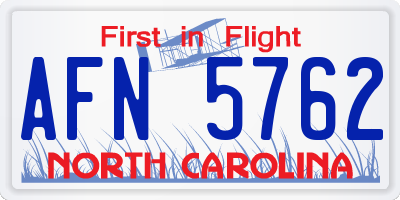 NC license plate AFN5762