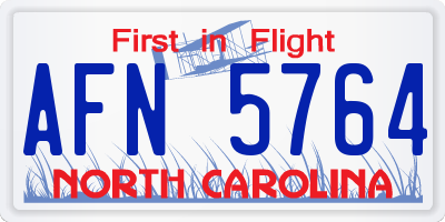 NC license plate AFN5764
