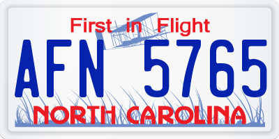 NC license plate AFN5765