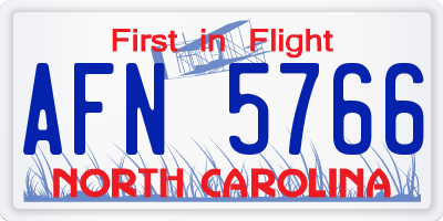NC license plate AFN5766