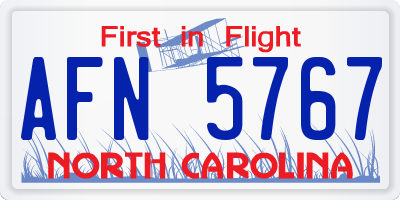 NC license plate AFN5767