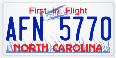 NC license plate AFN5770
