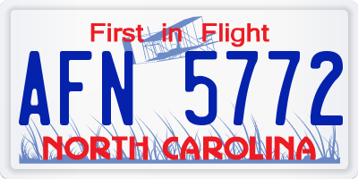NC license plate AFN5772
