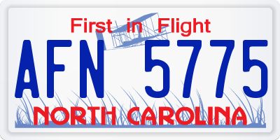 NC license plate AFN5775
