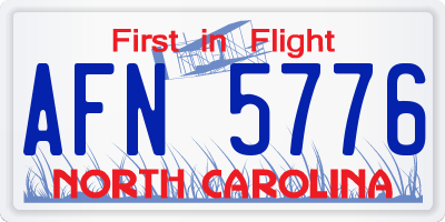 NC license plate AFN5776