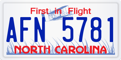 NC license plate AFN5781
