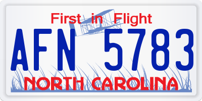 NC license plate AFN5783